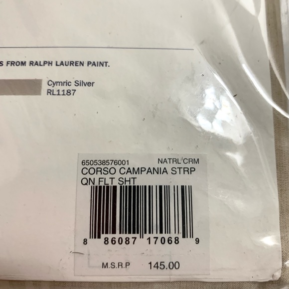 Vintage Ralph Lauren corso compañía stripes queen
flat sheet natural cream - Picture 5 of 13